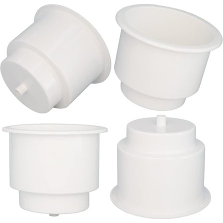 Vit Plastmugg Dryckeshållare Insats med Avlopp för Båt Bil Marin Husbil, 4 ST