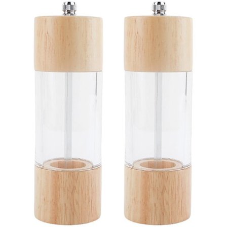 Peber- og saltkværnsæt, premium akryl manuel salt og peber