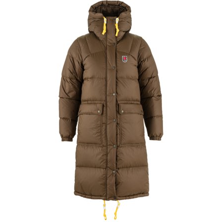 Fjällräven Women's Expedition Long Down Parka Jacket in Dark Oak | Size: Small