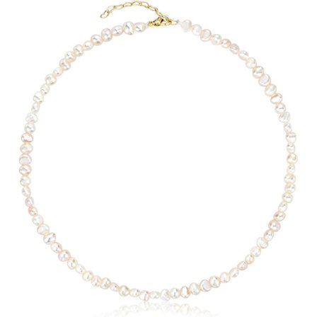 Perle Choker Halskæde 15" Perlekæde 4mm Håndplukkede Perler Fint Lille Gave