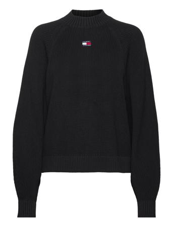 Tjw Badge Mockneck Sweater Pullover Svart Tommy Jeans*Betinget Tilbud