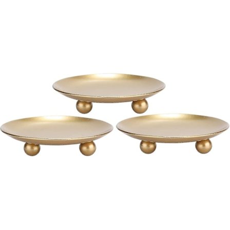 Jernplate Lysestake, Gull, Dekorativ Jern Pillar Lysestake, Sett Med 3