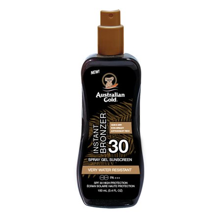 Australian Gold SPF30 Instant Bronzer Spray Gel - Travel Size 100ml - Gel solare corpo alta prot.