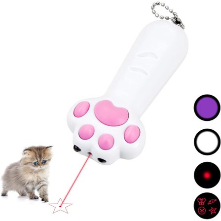 Kattelaserlegetøj 7 i 1 LED-pegepind poteformet, 3 lystilstande