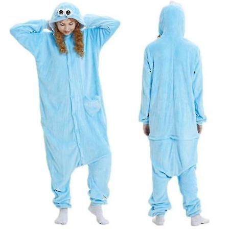 Unisex Voksen Kigurumi Dyrekostyme Onesie Pyjamas Onepiece Store Øyne - Blå Big Eyes-Blue XL