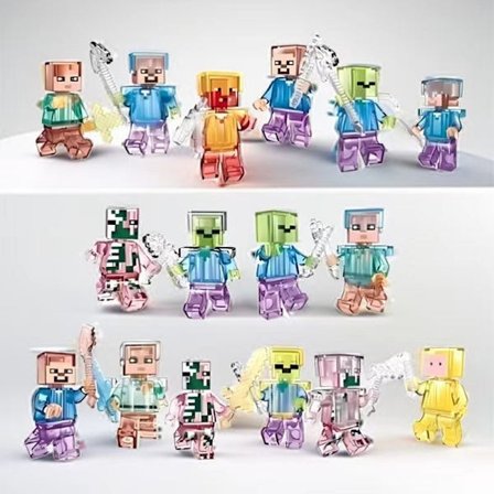 Minecraft Minifigur Set 16 Minifigurer Barnpresent 29 st 16 kristallfigurer (påse)