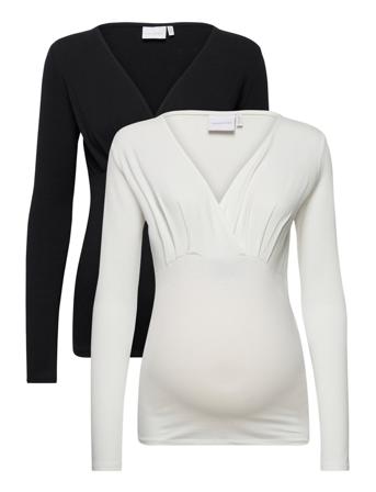 Mlemma Tess L/S Jrs Top 2F 2-P A. White Mamalicious