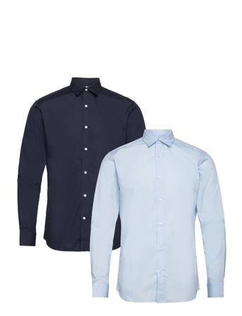 Jjjoe Shirt Ls 2 Pack Skjorte Business Blå Jack & J S*Betinget Tilbud