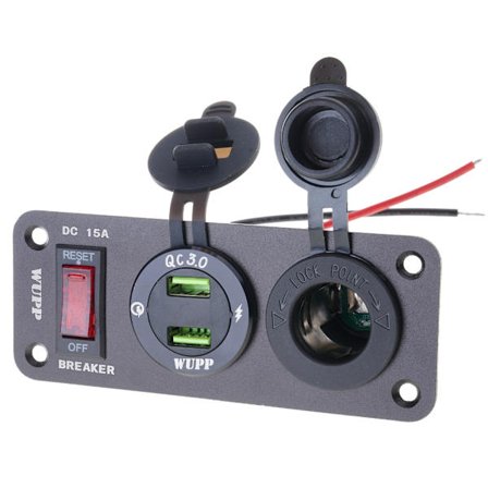 5V/2.4A Normal utgang 12Volt Uttak USB for QC Uttakspanel med Vippebryter for Marinebåt Lastebil Motorsykkel