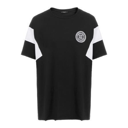 Balmain, Monochrome Logo T-shirt Zwart, Heren, Maat:S,Katoen