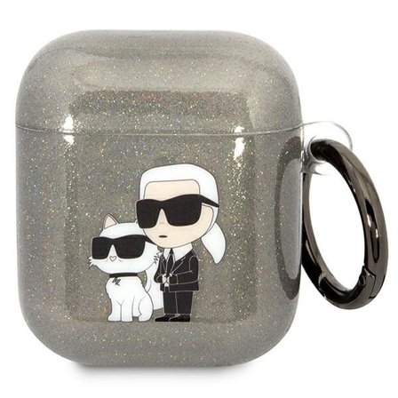 Karl Lagerfeld KLA2HNKCTGK Airpods 1/2-skydd svart/svart Glitter Karl&Choupette