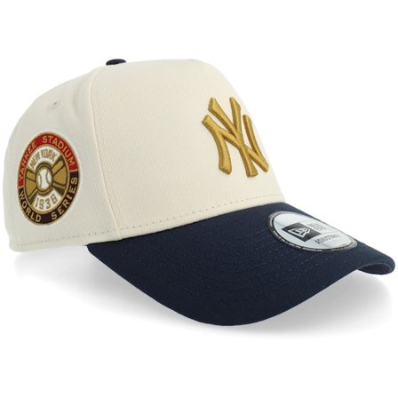 New Era - MLB Beige adjustable Caps - New York Yankees World Series Patch 9FORTY A-Frame Stone/Navy Adjustable @ Hatstore