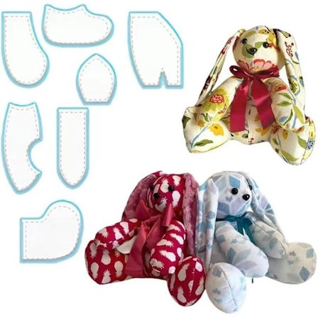 Memory Bunny Skabelon Linealsæt, Sy mønstre til påskehare, Sy mønstre til memory kanin, gør-det-selv manuel memory kanin manuel quiltningslinealer og 