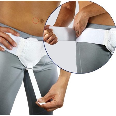 Ljumskbråckbälte med fysiskt tryck för tunntarmen