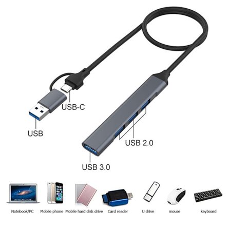 USB Typ C HUB Dock 3.0 USB 3.0 2.0 Hub 4 portar Multi Splitter