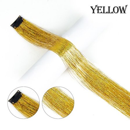 Höjdpunkter Clip On In Hair Extensions Färgat Shiny Sparkle Hair Extension Clip In Synthetic One Hairpieces Fairy Hair Tinsel