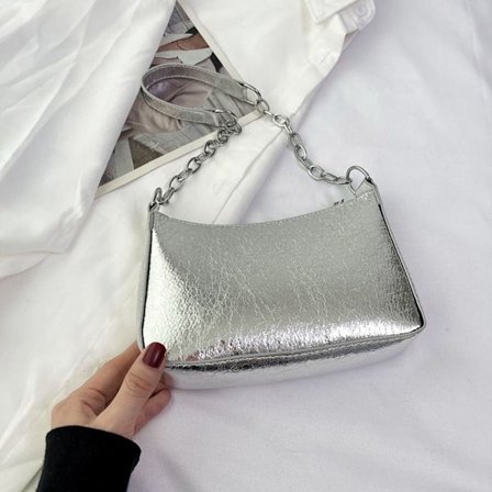 Enkel axel underarmsväska Liten fyrkantig väska SILVER