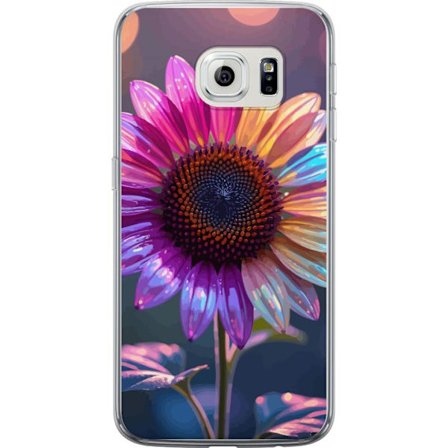 Kompatibelt Mobildeksel til Samsung Galaxy S6 edge Irideserende blomst med glitrende kronblad i rosa lilla og gull mot myk bokeh bakgrunn