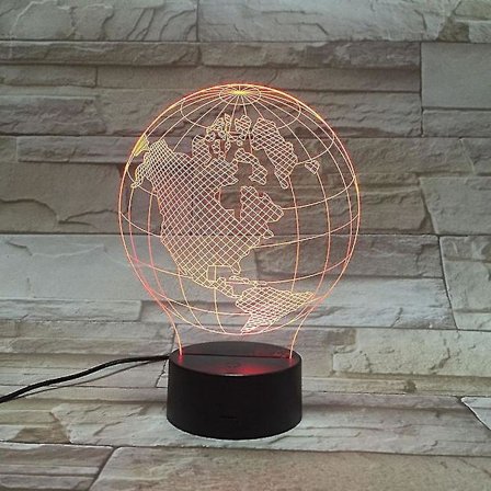 American Continent 3d Led Nattljus Sovrumsbordslampa Färg ändras
