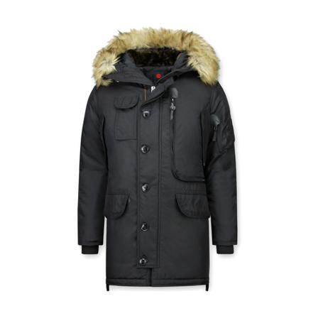 Enos Vinterjacka För Män Lång - Falska Päls Krage Parka - Svart svart, Herr Rockar, Herr, Storlek: L