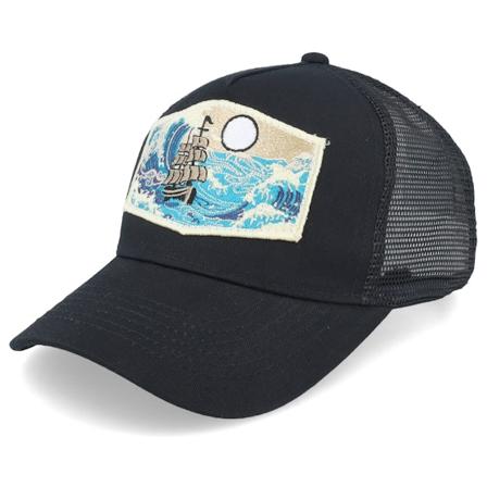 Wild Spirit - Schwarz trucker Cap - Kids Big Boat & Waves Patch Black A-frame Trucker @ Hatstore
