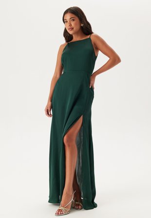 Bubbleroom Occasion-Drapy-Back Slit Satin Gown-44