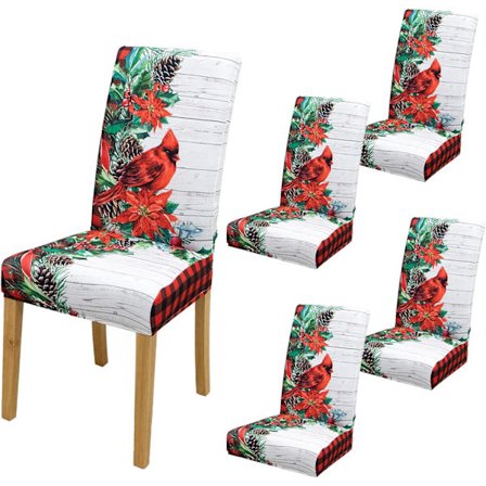 4/6-pack Julstolsöverdrag, 17,7 tum Stretch Matstolsöverdrag, Julgransdekoration