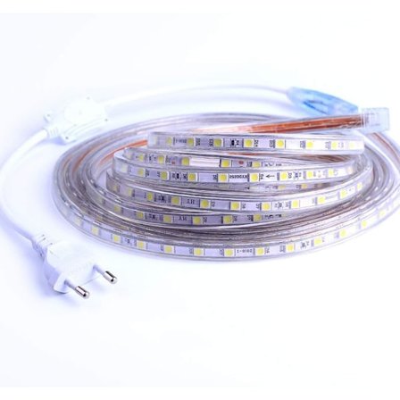 LED-stripe, LED-stripe, Lyssterk LED-stripe 220v, 5050 IP65 Vanntett LED-stripe, Kaldhvit (2m)