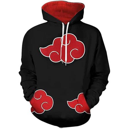 Naruto Anime Akatsuki -painettu huppari miehille ja naisille, aikuisille, vetoketjullinen huppari, lahja