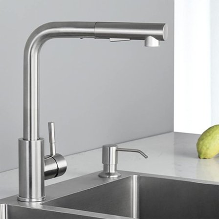 Køkkenhane med 2 sprayfunktioner, køkkenarmatur med udtrækssprøjte, 360 ° dr