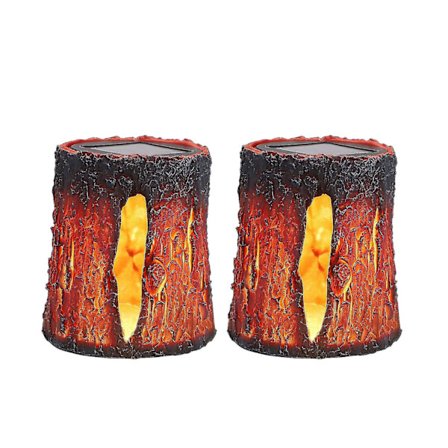 Fire Lights Utendørs Flimrende Solcellelamper Hage Stubbelampe