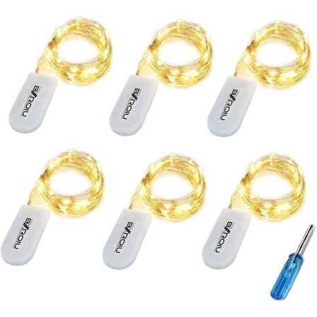 Ljusslingor batteridrivna, 6-pack 2 m 20 LED-lampor