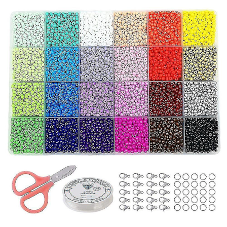 24 000 kpl 2 mm:n 24 väristä lasihelmiä rannekkeiden ja korujen valmistukseen