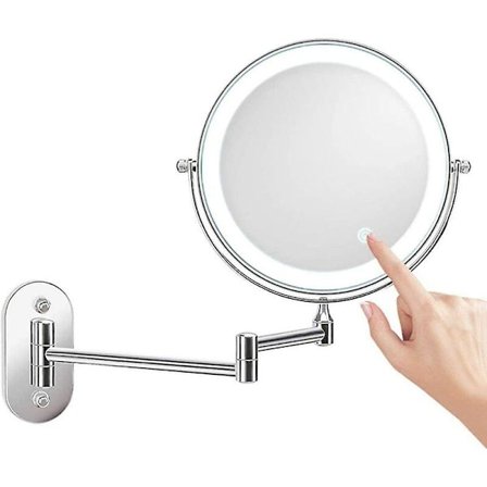 10x forstørrende spejl med vægmontering, LED-sminke spejle med 0,5 timers automatisk sluk-funktion, drevet af 4 AAA-batterier (ikke inkluderet) Ideel 