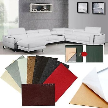 Diy selvklæbende læder selvklæbende fix patch sofa reparation tilskud Pu stof klistermærker(Lysebrun)