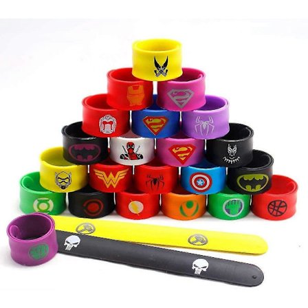 24 st Färgglada Snäpparmband för Barn, Superhjälte Slap Bands Silikonarmband Partyväska Fyllmedel Slap Armband Set för Barn Pojkar & Flickor B