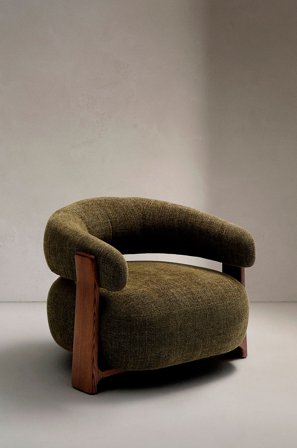 Kave Home - Granite chenille nojatuoli - Vihreä - Nojatuolit - - Homeroom