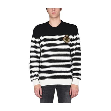 Balmain Sweater With Logo Patch Sort, Herre