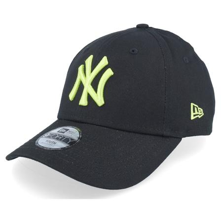 New Era - Kids New York Yankees League Essential 9FORTY Black/Neon Green Adjustable Adjustable Black Cap - MLB @ Hatstore