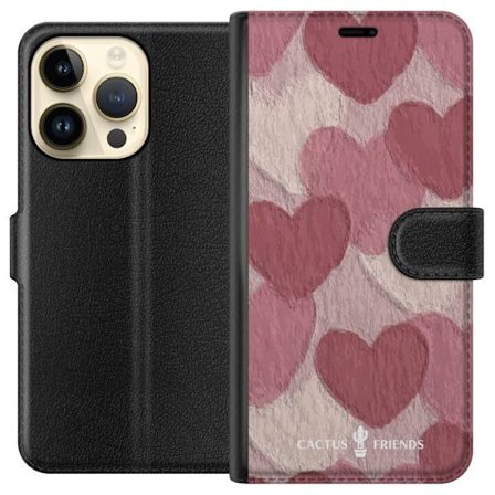 Yhteensopiva Lompakkokotelo Apple Apple iPhone 14 Pro Cactus and Friends - Blush Paper Hearts