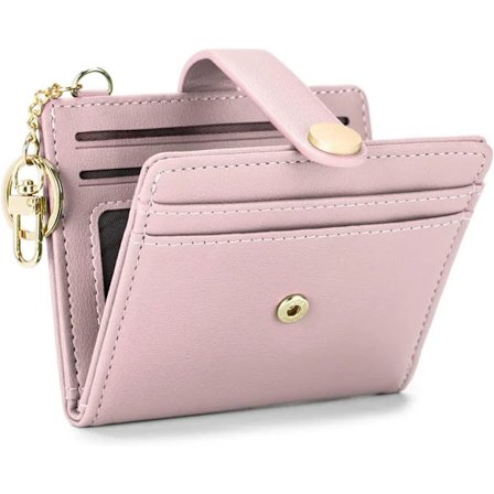(pow yeah!) Lille Pung til Kvinder, RFID-blokerende To-fold Kort Holder med Lynlås til Møntlomme, ID-vindue, Nøglering pink