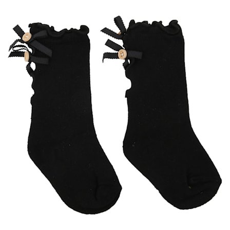 Baby Piger Prinsesse Roset Bomuldsstrømper Bløde Spædbørn Småbørn 0-1 År Gamle Sort