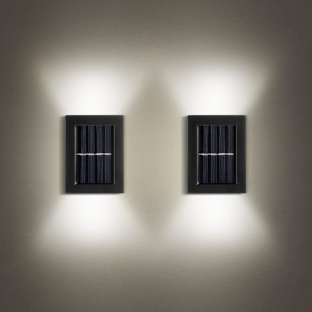 Kaksi sarjaa kirkkaita LED-aurinkoenergialla toimivia seinä- ja pohjavaloja, vedenpitävät ulkovalot, pienet ulkovalot, LED-valot pihoille, porteille, 