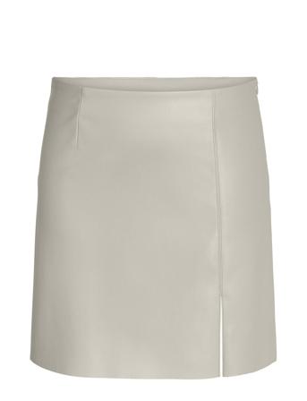 Nmclara Penny Pu Hw Slit Skirt Noos Cream NOISY MAY