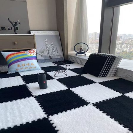 Plyschmatta skarvningsblock sovrum sängkant halkfri golvmatta flytande fönster bekväm bomull varm dyna