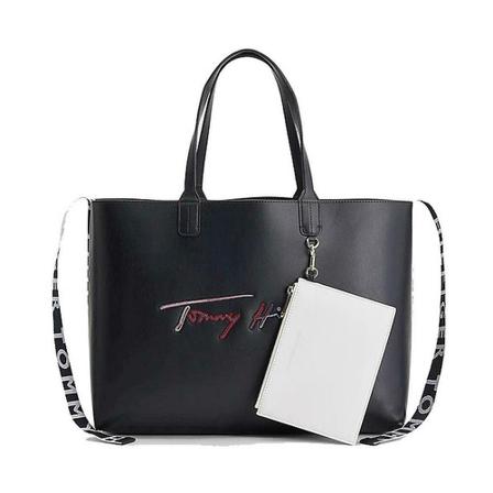 Tommy Hilfiger, iconic tote signature Niebieski, Kobieta, Rozmiar: ONE Size