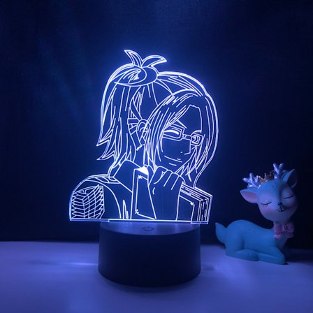 Qinwei 3D Anime-hahmo Yövalo Illuusiolamppu Kaukosäätimellä Figuuri Attack Animesta Led-valot Huone --- B2(Musta istuin)