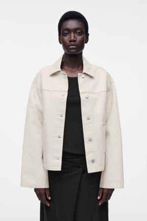 COS Women's Boxy Denim Jacket in Beige