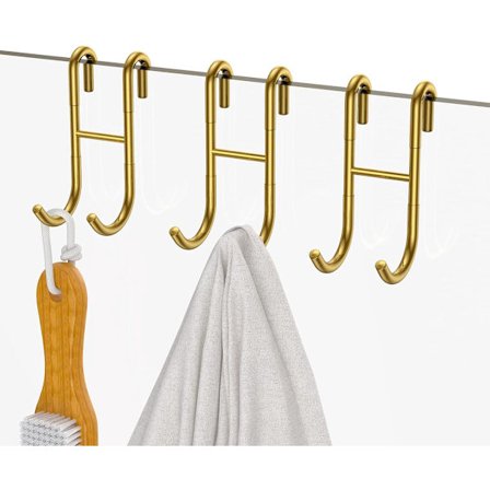 ING Bruse dørkroge, 3-pak, til glasbrusedøre, forgyldt, 304 rustfrit stål, egnet til 12 mm tykt glas - Guld