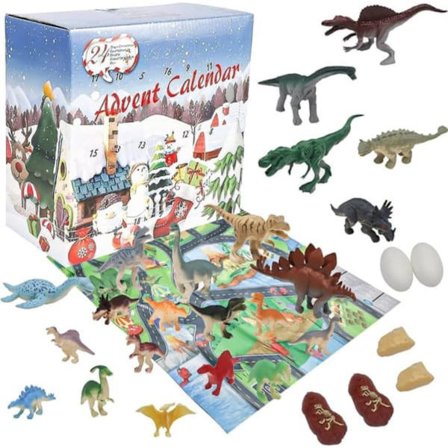 Adventskalender 2025, 24-dagars julkalender med dinosaurieleksaker för barn, lämplig för pojkar i åldern 3-9 år